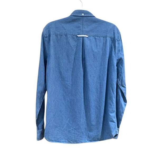 FRAME Long Sleeve Button Down Denim Shirt Blue Size Medium - Picture 3 of 10